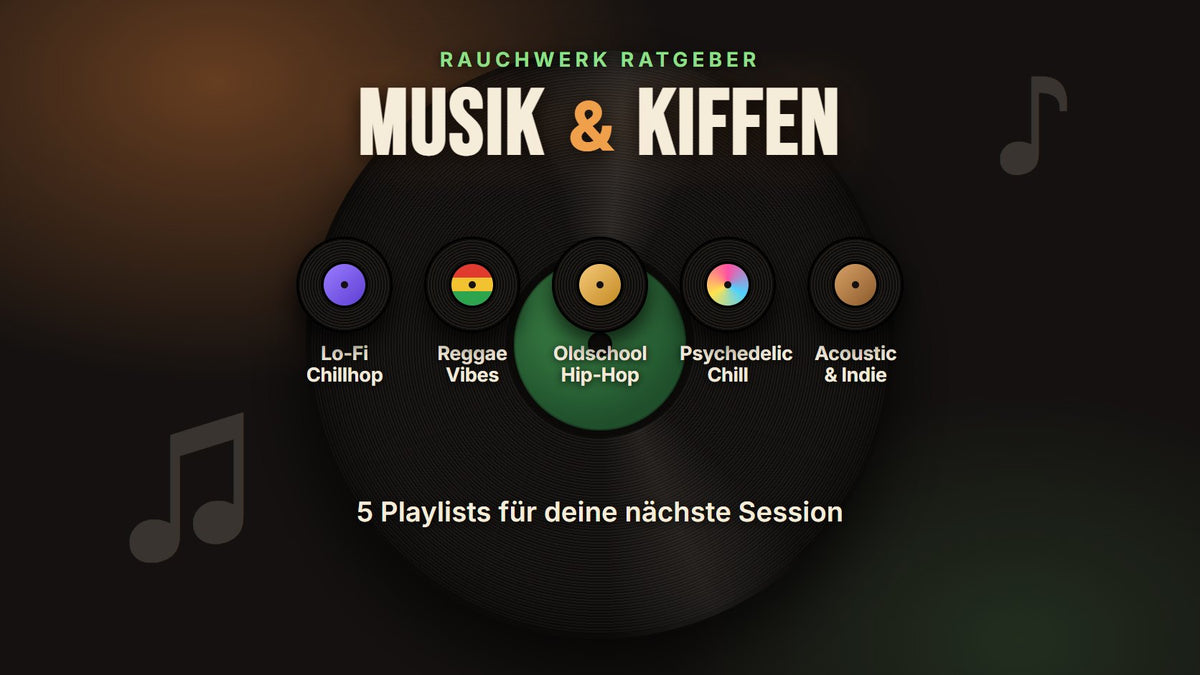 Musik und Kiffen – 5 Playlists für deine nächste Session: Vinylplatte mit Lo-Fi, Reggae, Hip-Hop, Psychedelic und Acoustic | Rauchwerk Ratgeber