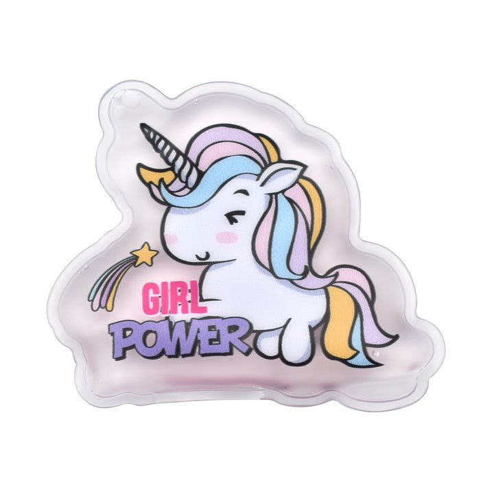 Einhorn-Handwärmer mit Girl Power Schriftzug als transparentes Gel-Pad