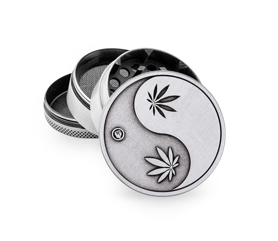 FireFlow Metall-Grinder «Yin Yang» Silver 5 cm 4-teilig (4 Stk.)