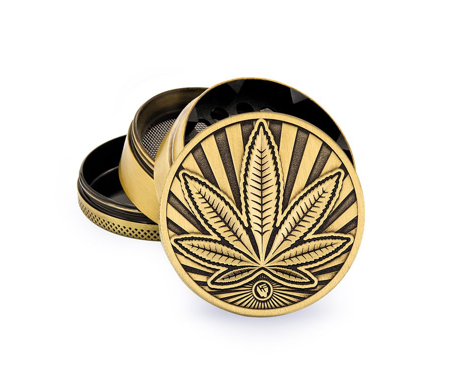 FireFlow Metall-Grinder «Highlife» Gold 5 cm 4-teilig (4 Stk.)