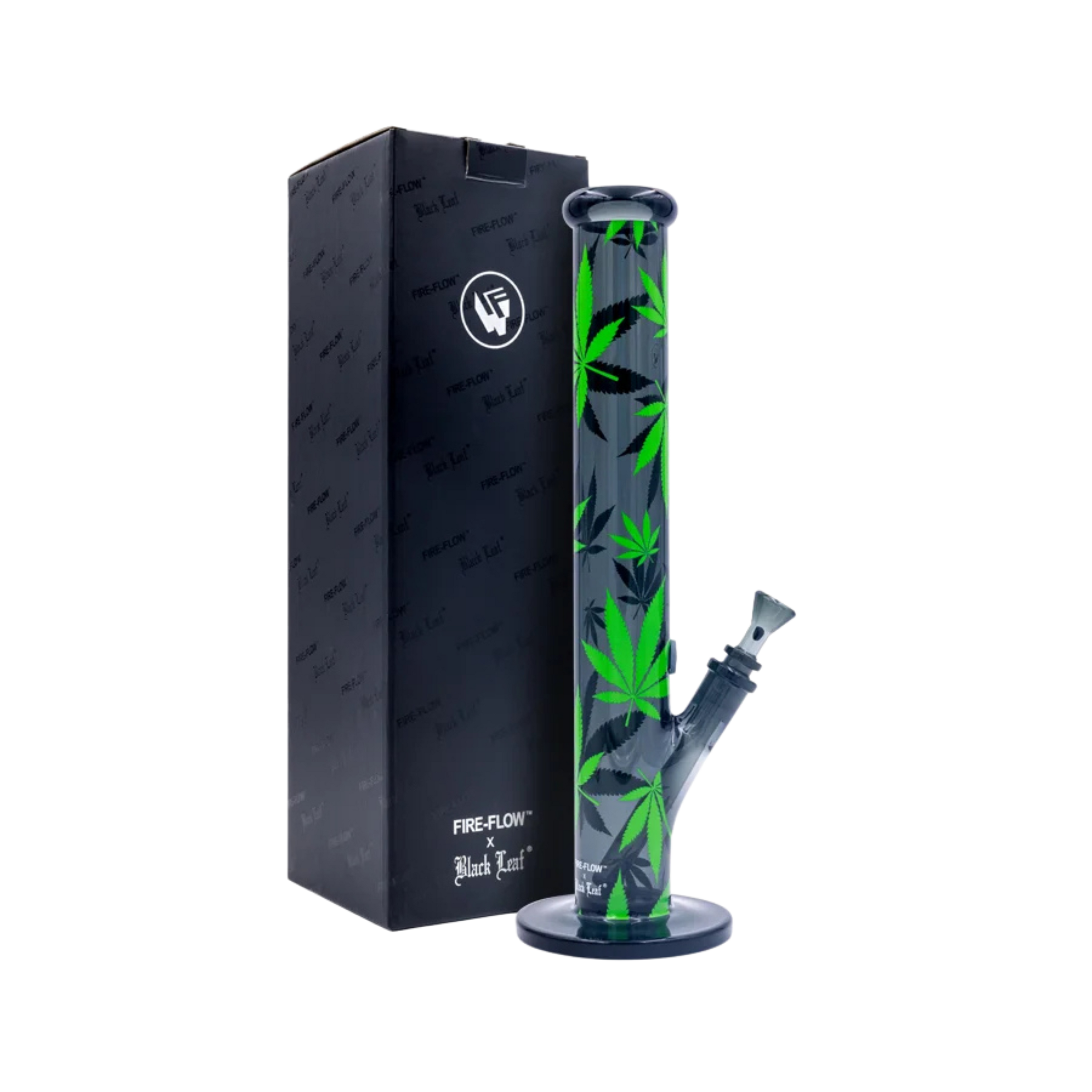 FIRE-FLOW x Black Leaf - Bong en verre - Feuilles vertes - 51 mm - 40 cm