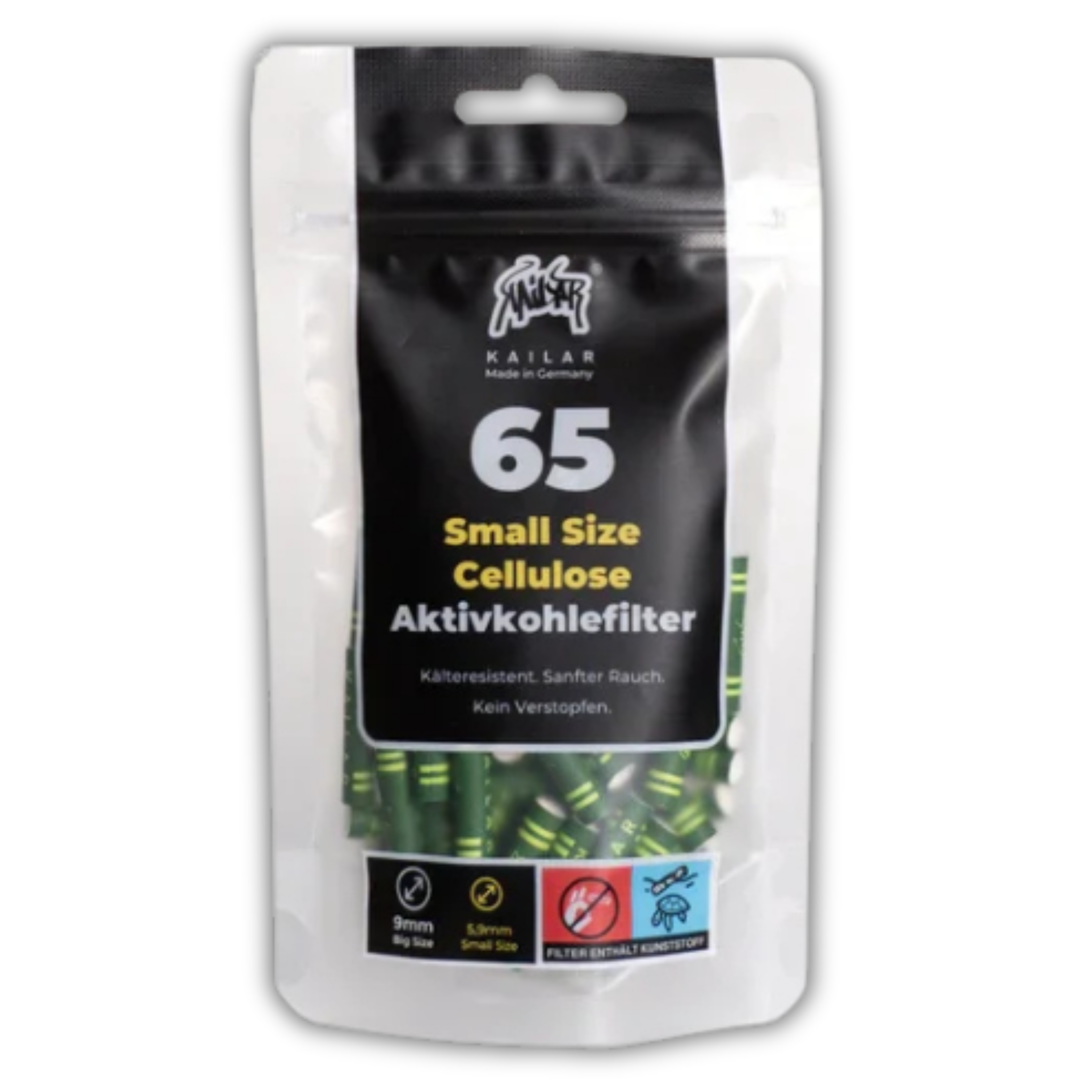 Kailar - 65 Slim Cellulose Aktivkohlefilter - Green