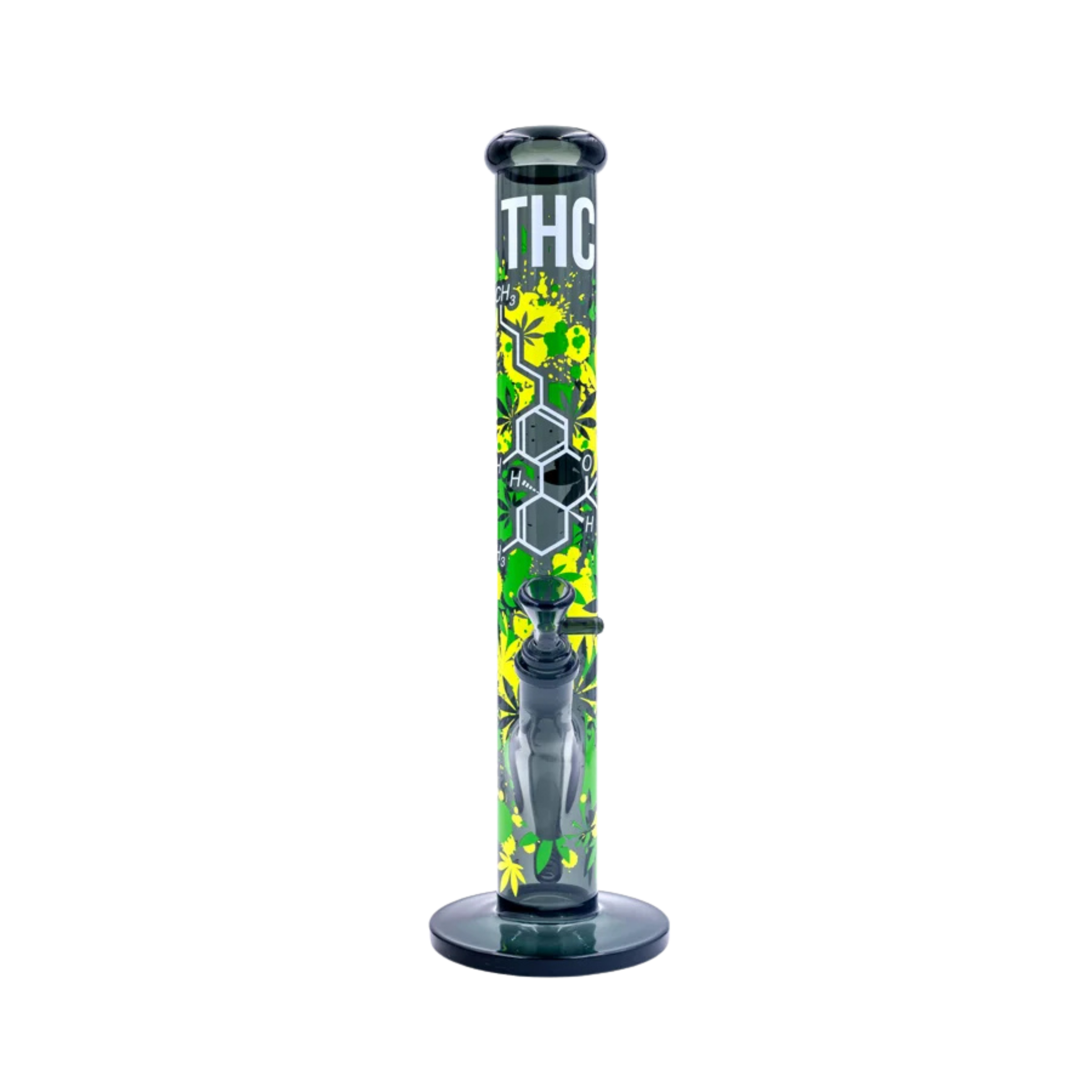 FIRE-FLOW x Black Leaf - Glas Bong - THC Molecule - 51mm - 40cm
