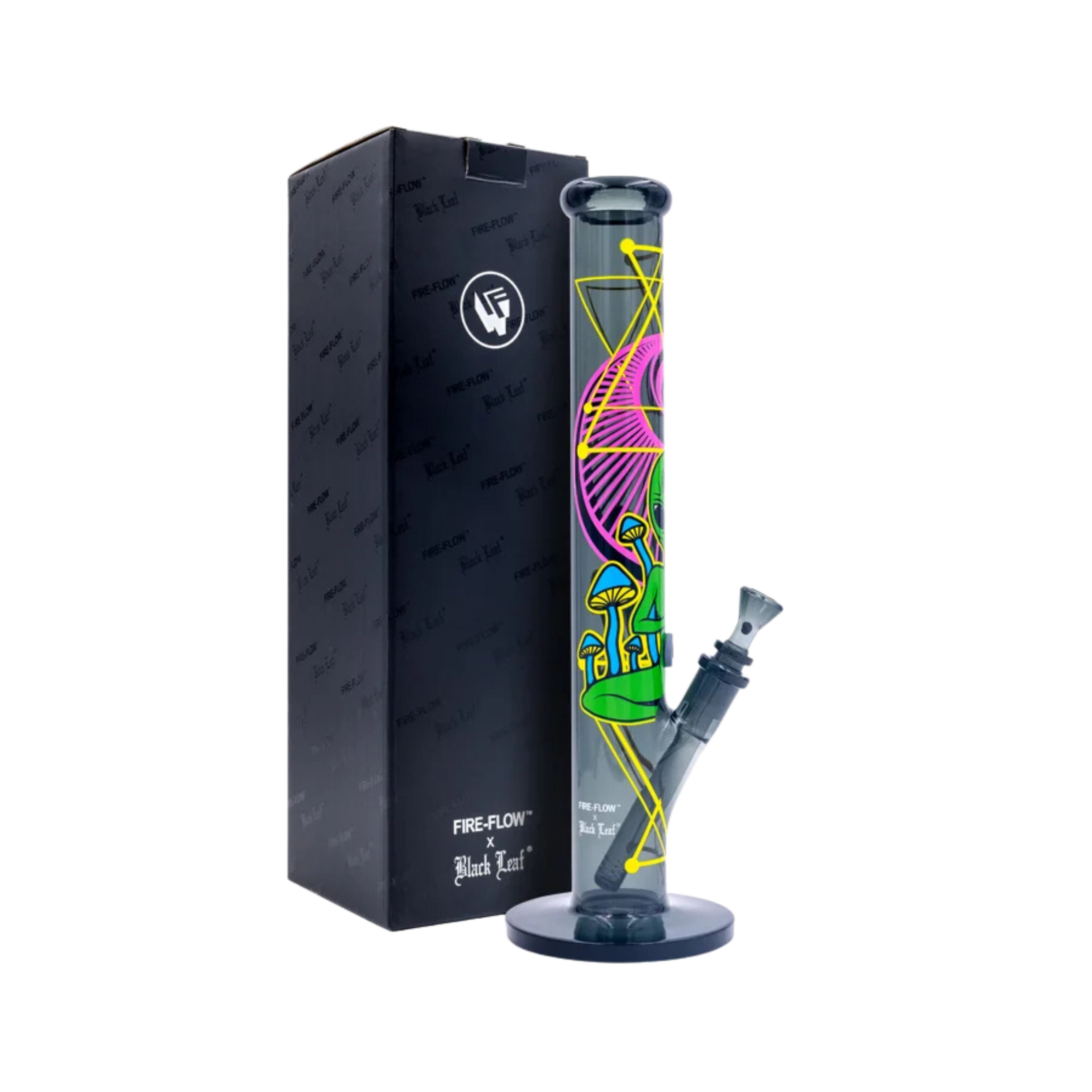 FIRE-FLOW x Black Leaf - Glas Bong - Trippy Alien - 51mm - 40cm