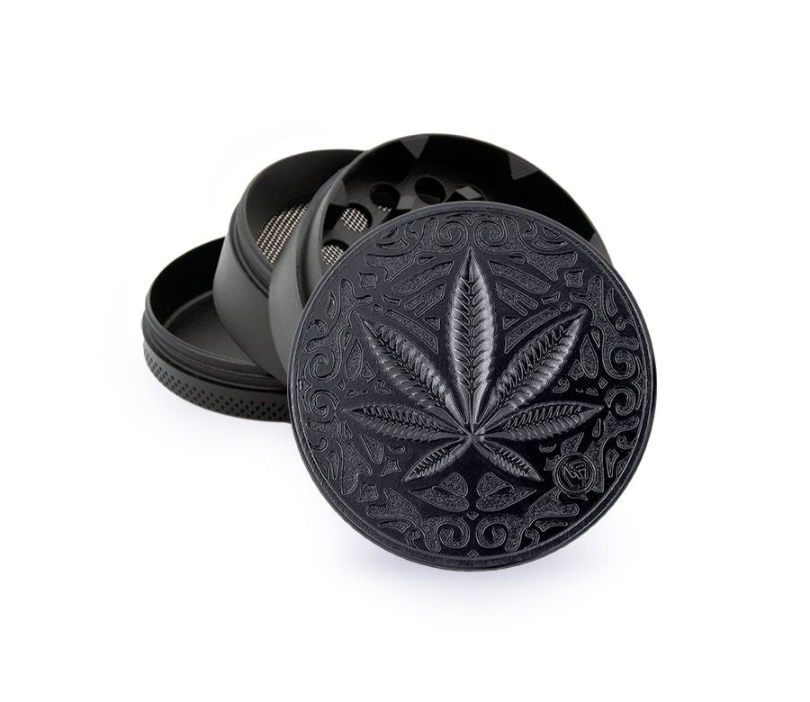 FireFlow Metall-Grinder «Trance Leaf» Black 5 cm 4-teilig (4 Stk.)