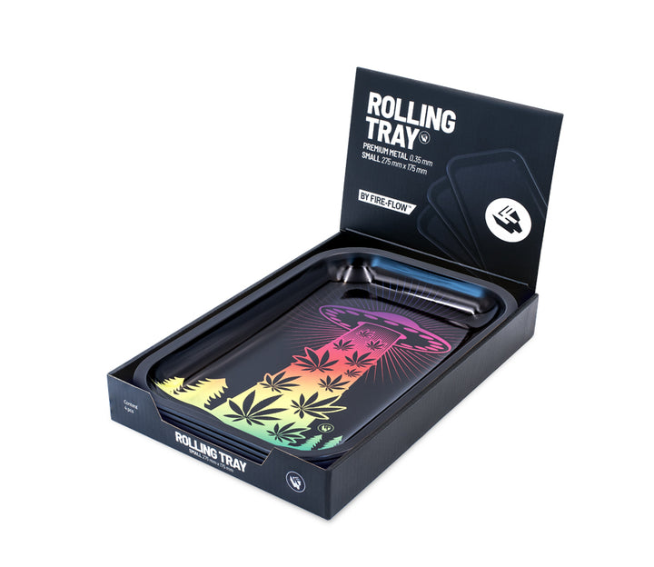FireFlow Display geöffnet mit Rolling Tray 420 Ufo Gradient 27.5 x 17.5 cm