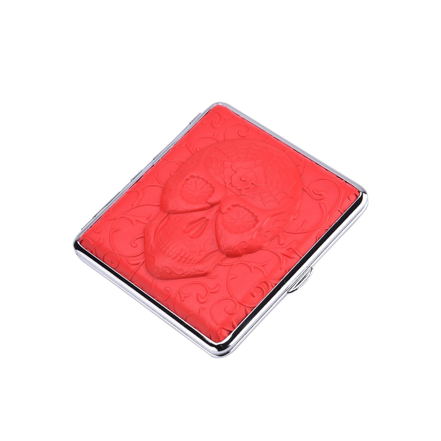 20er Zigarettenetui - 3D Totenkopf - rot