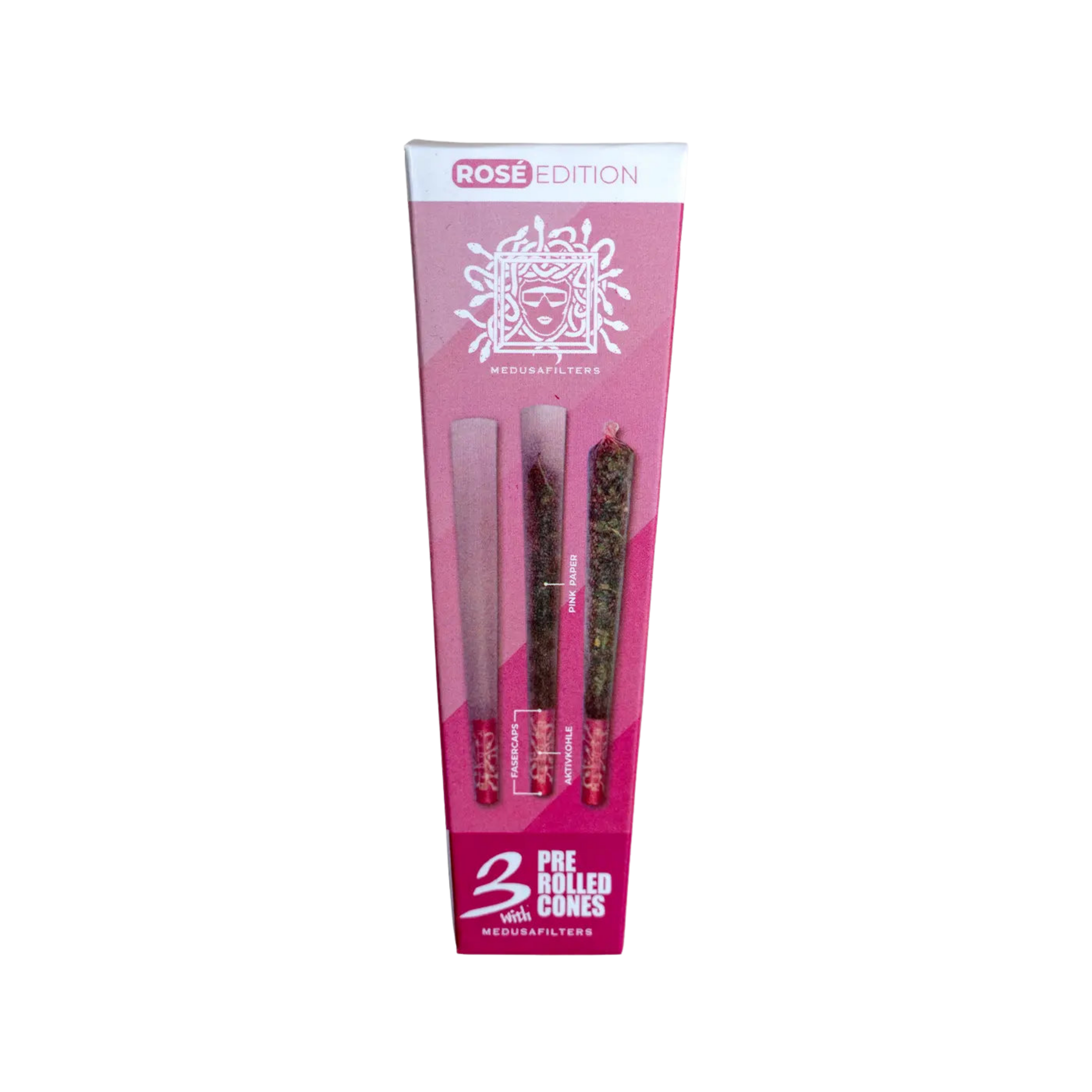 MedusaFilters - Pre-Rolled Cones ROSÉ mit ROSÉ Filtern - Box - 3 Stück