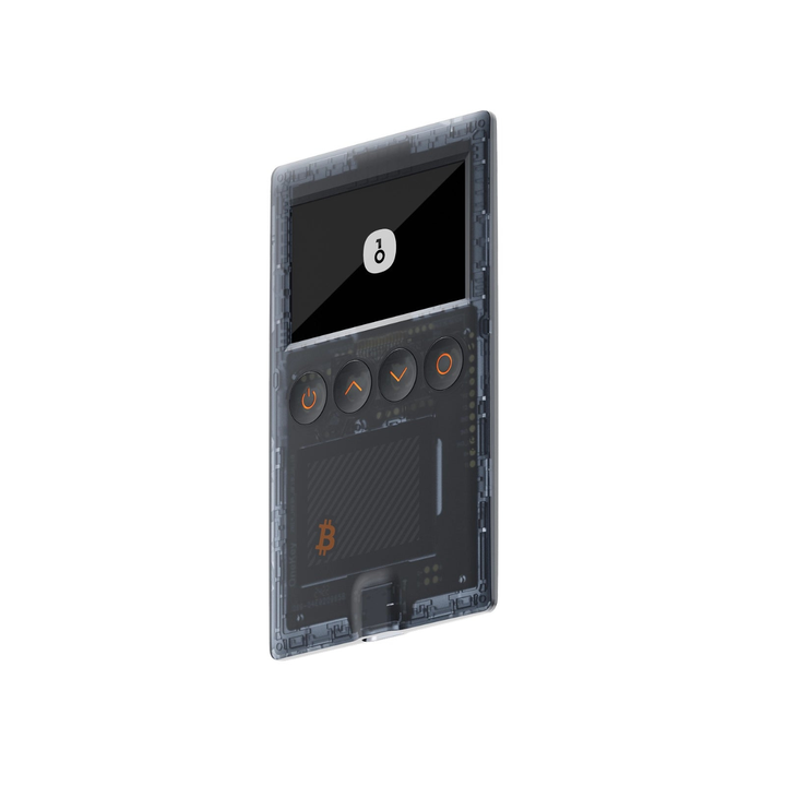 OneKey BTC-ONLY Wallet in Schrägansicht mit Display und Tastenreihe