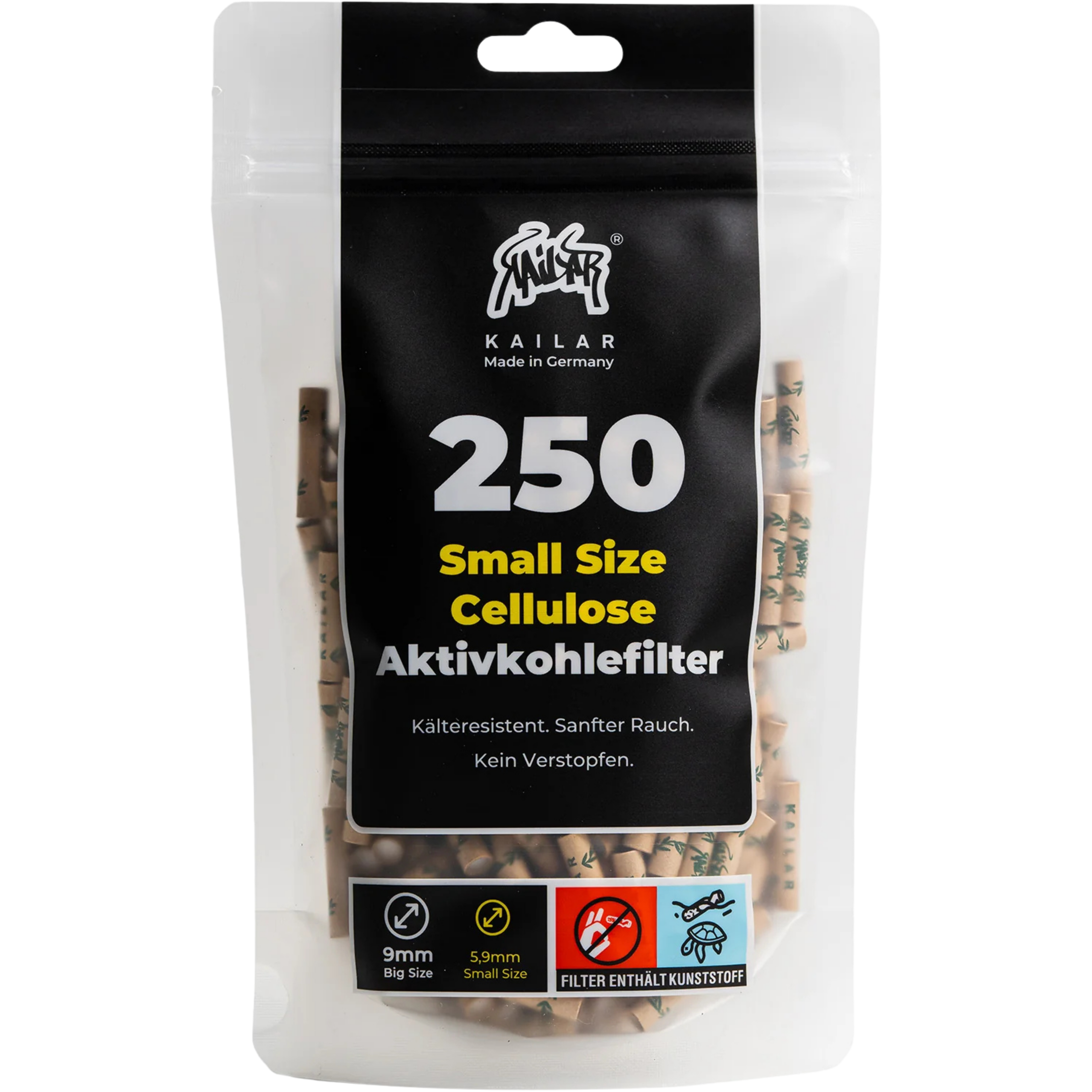 Kailar - 250 Slim Cellulose Aktivkohlefilter - Unbleached
