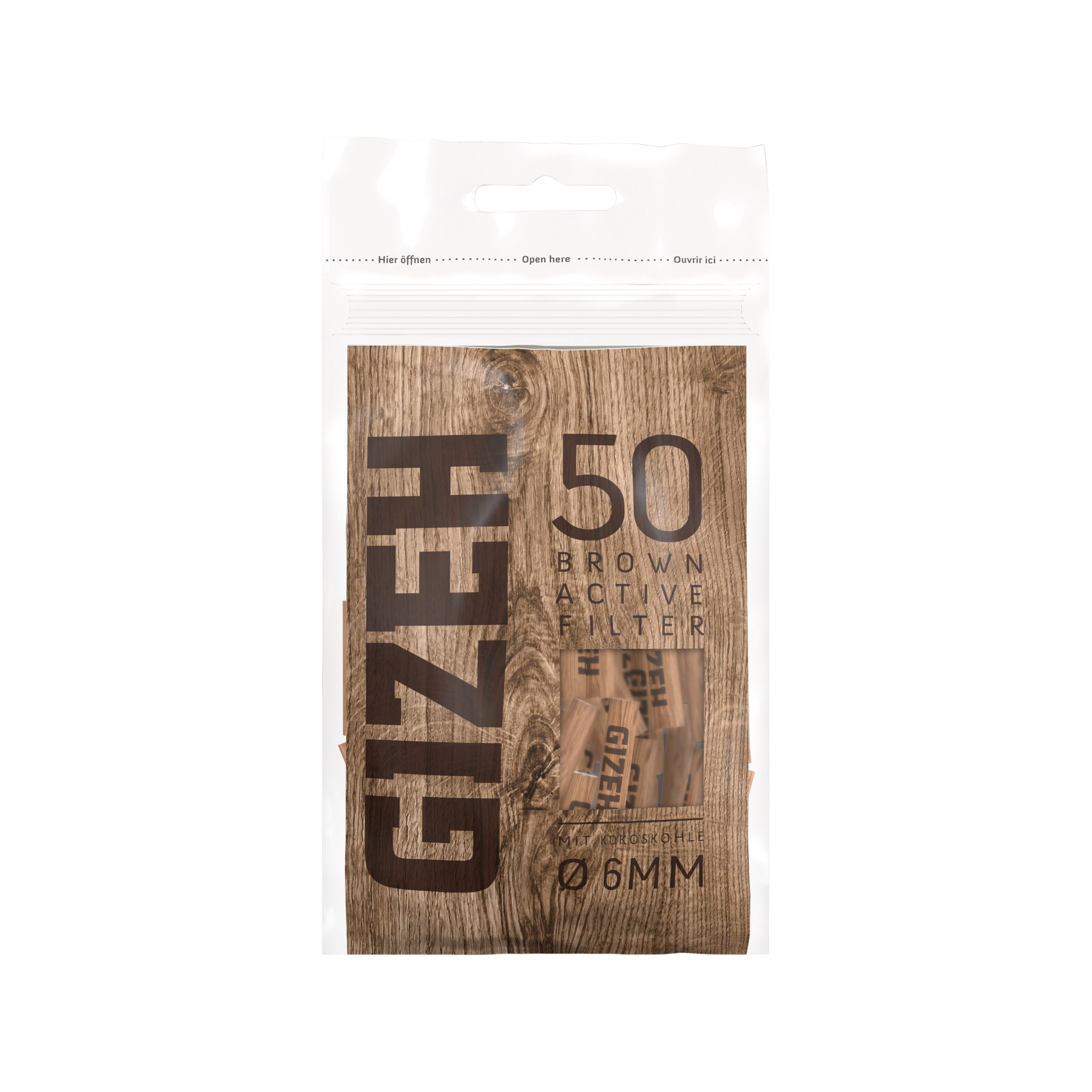 GIZEH - Active Filter 6mm - Brown - Bag - 50 Stück
