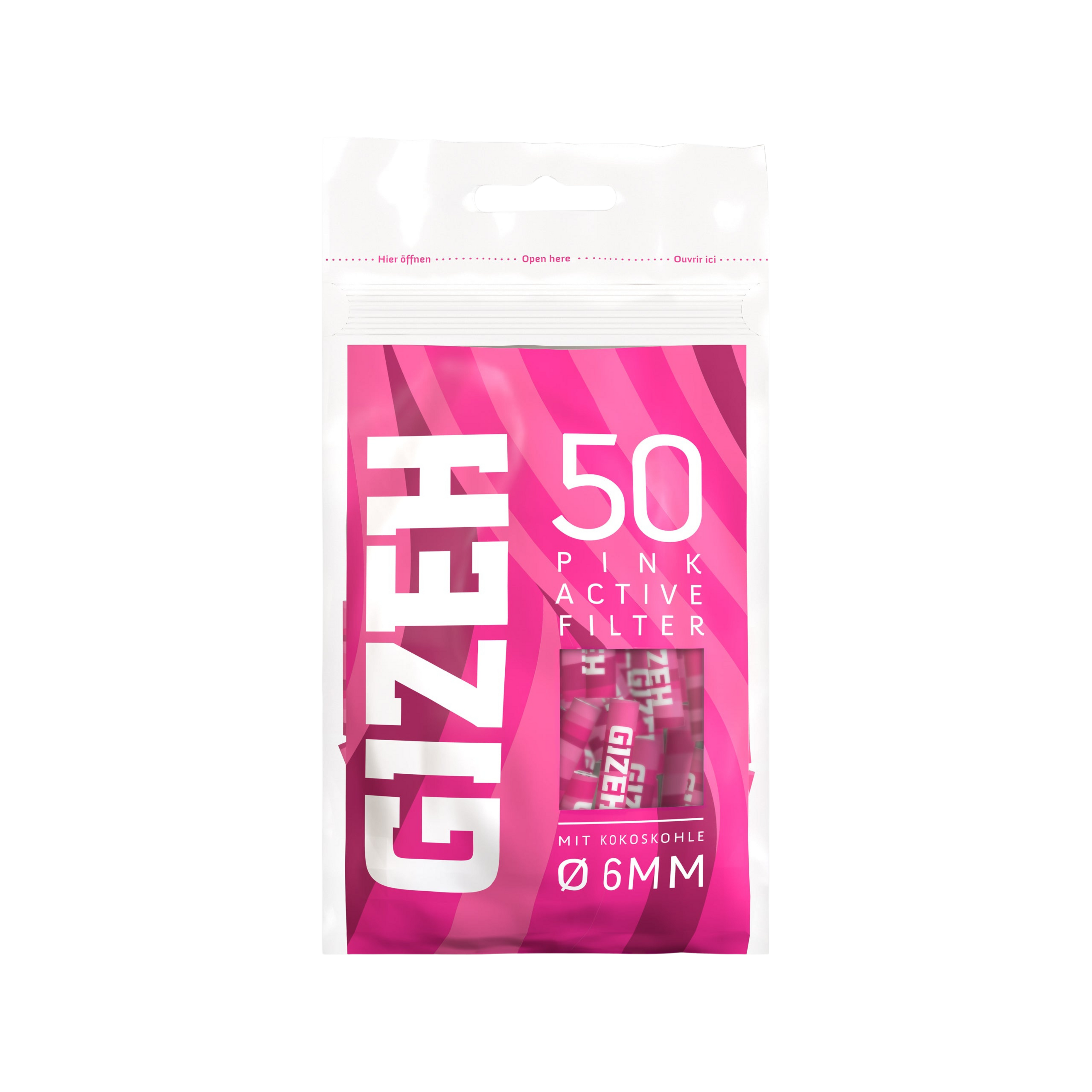 GIZEH - Active Filter 6mm - Pink - Bag 50 Stück