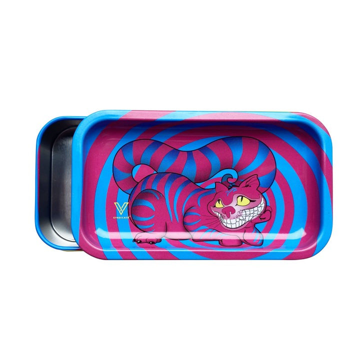 V Syndicate Syndicase Seshigher Cat Box mit Katzen-Motiv und aufgeschobenem Schiebedeckel