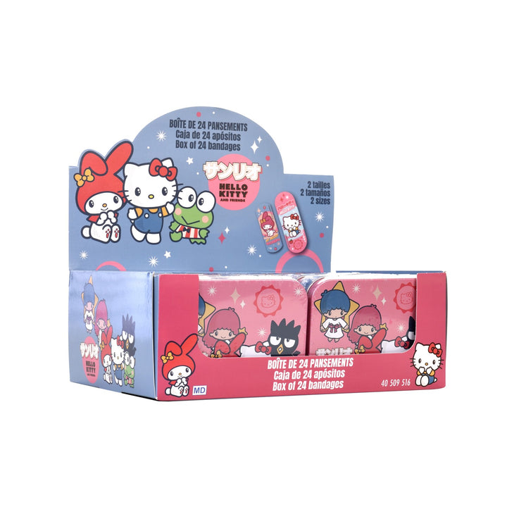 Display mit 12 Hello Kitty and Friends Metalldosen mit je 24 Pflastern