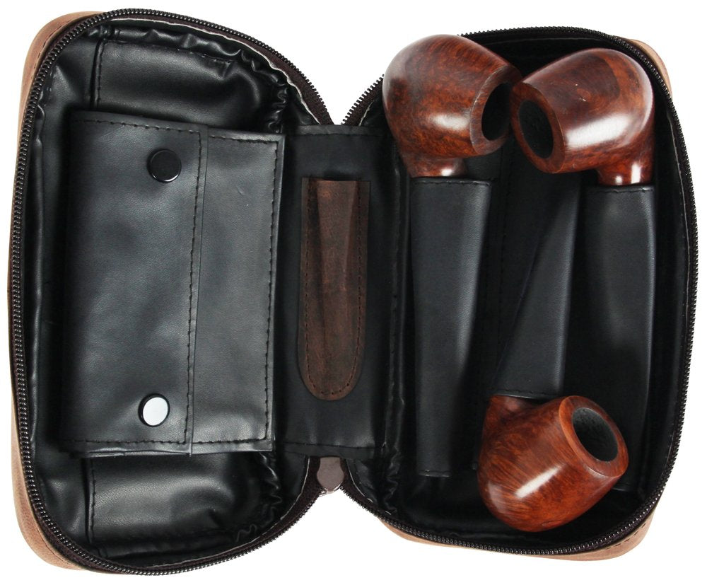 Pfeifentasche Leder Braun (3er)