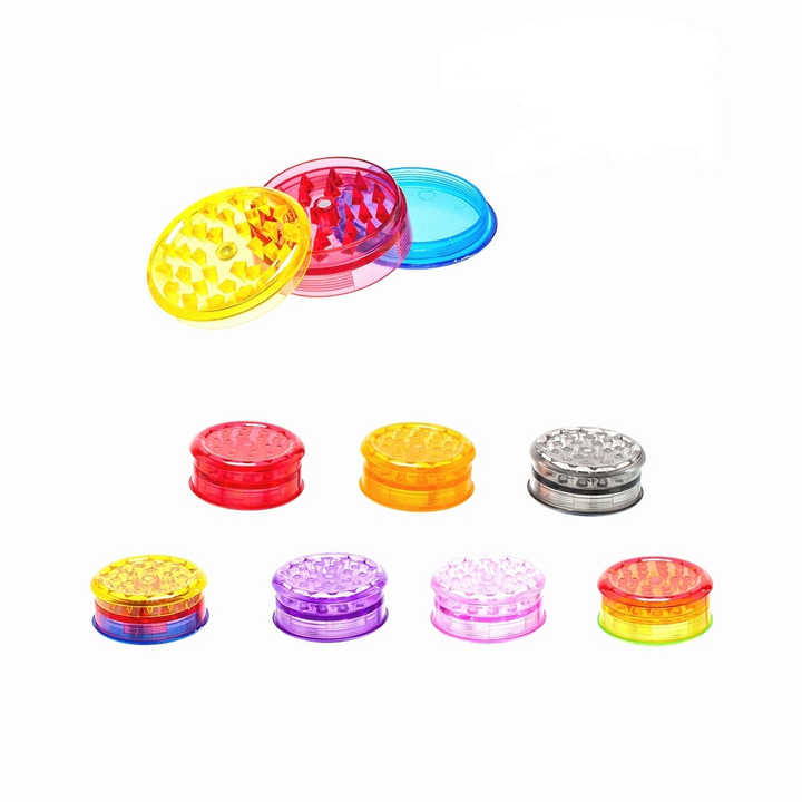 Acryl-Grinder 3-teilig, 60 mm, sortiert – Mühle für Kräuter und Tabak