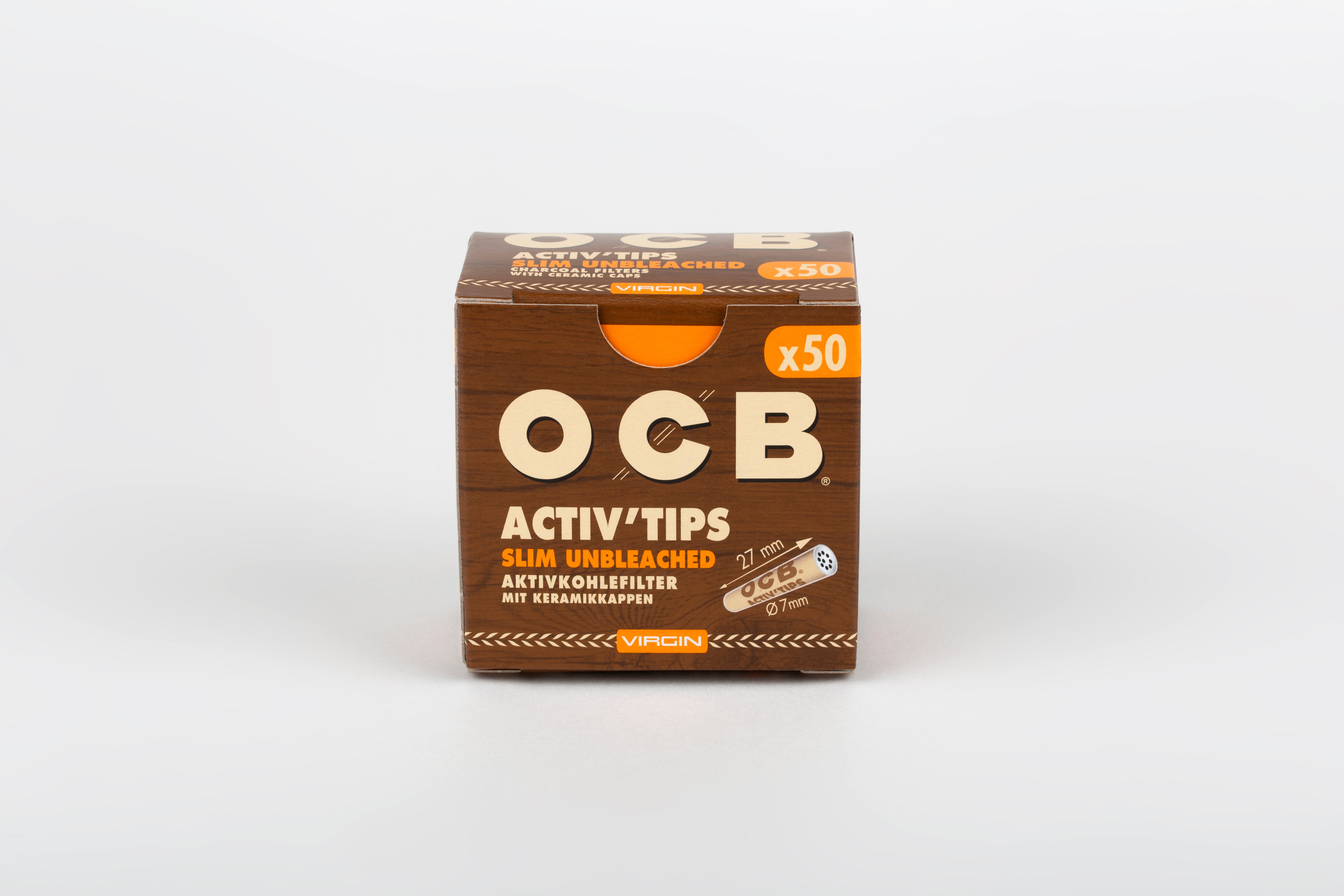 OCB Virgin Unbleached Slim Aktivkohlefilter 7mm (10 x 50 Stk.)