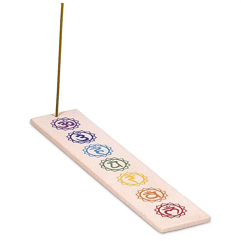 Sandstein Räucherstäbchenhalter mit 7 Chakren Motiv farbig