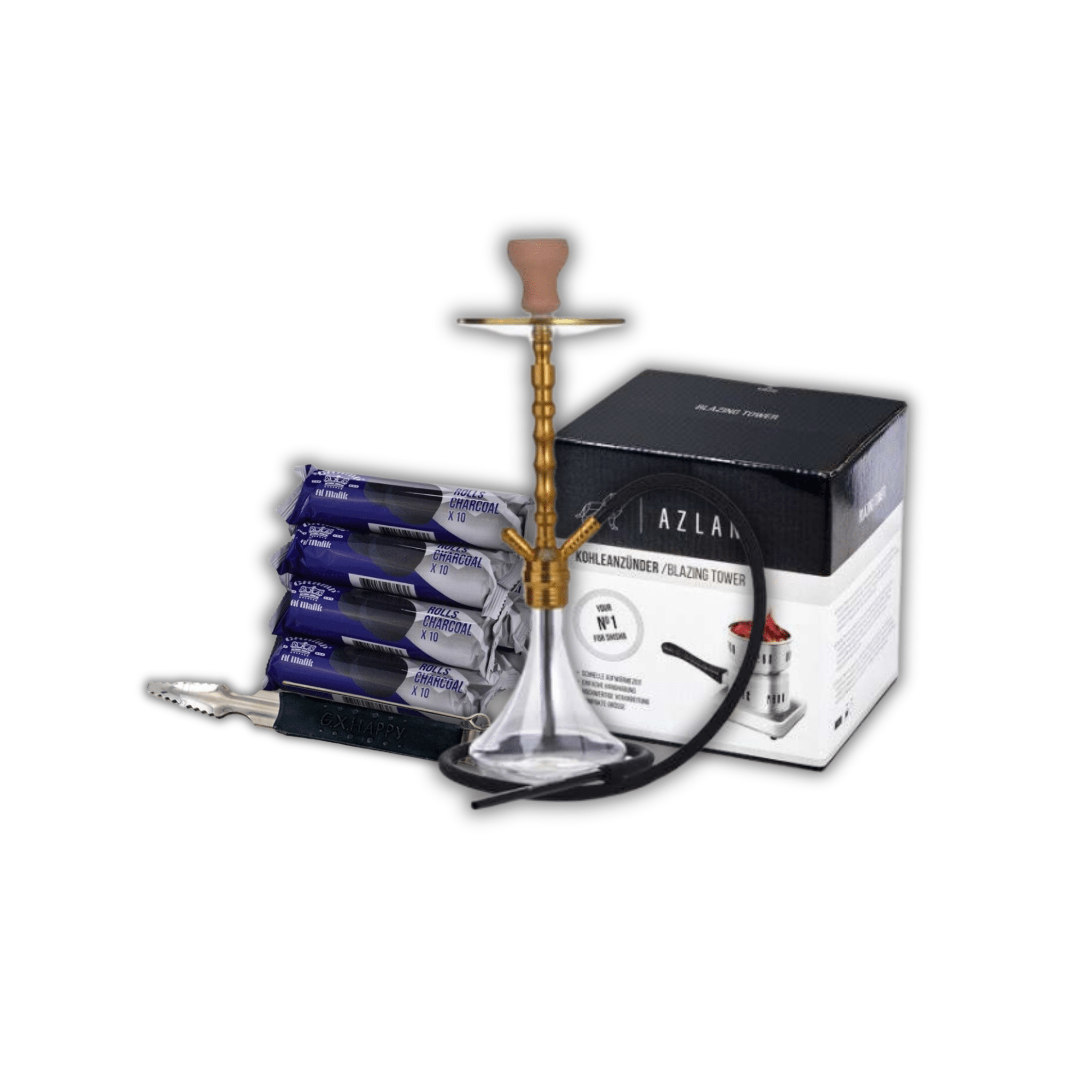 AL MALIK Zaida Shisha Bundle Perlmutt Gold 580mm
