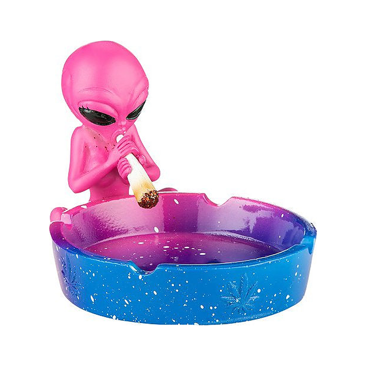 Posacenere Alien in rosa e blu, 12,5 cm