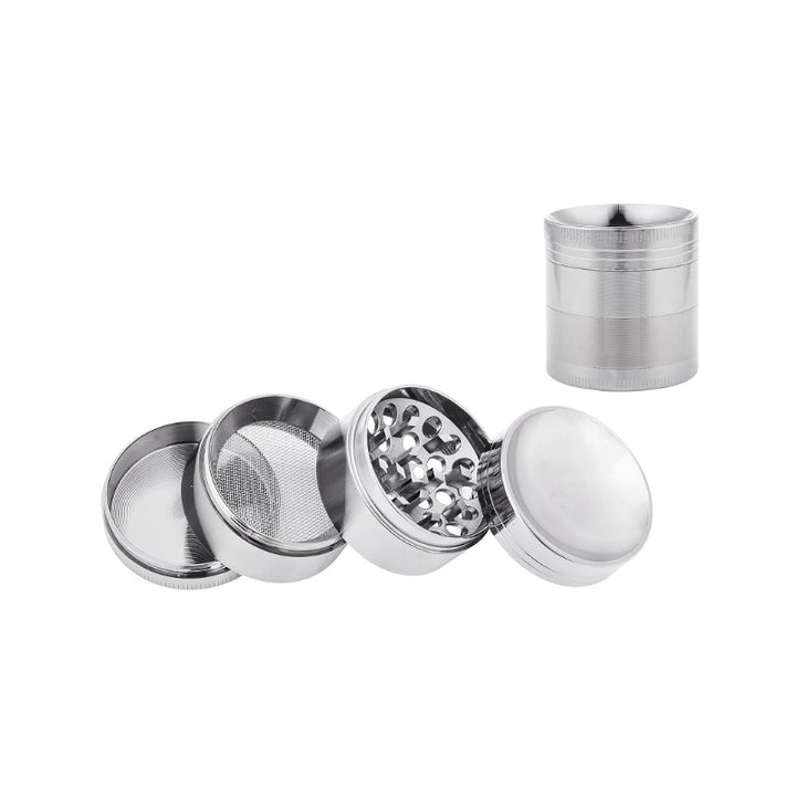 Dreamliner Alu-Grinder 4-teilig, 40 mm, Silber – Mühle für Kräuter und Tabak