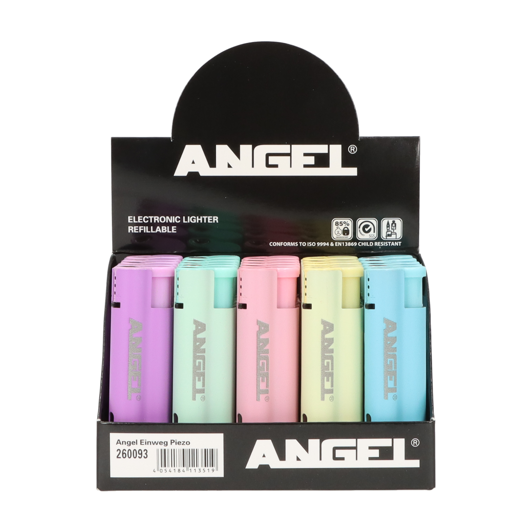 Angel Jet Feuerzeug in Pastellfarben, Display mit 25 Stück