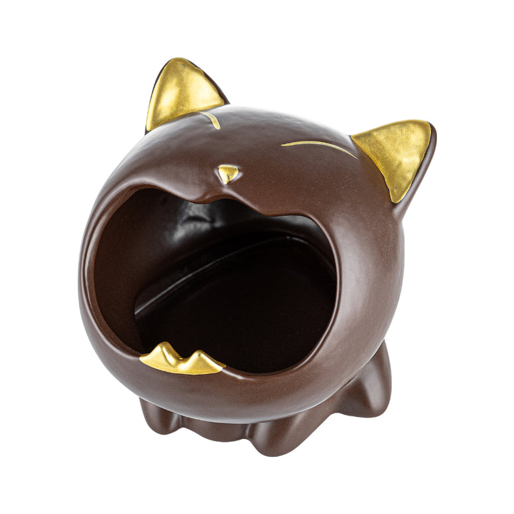 Cendrier au design chat, marron