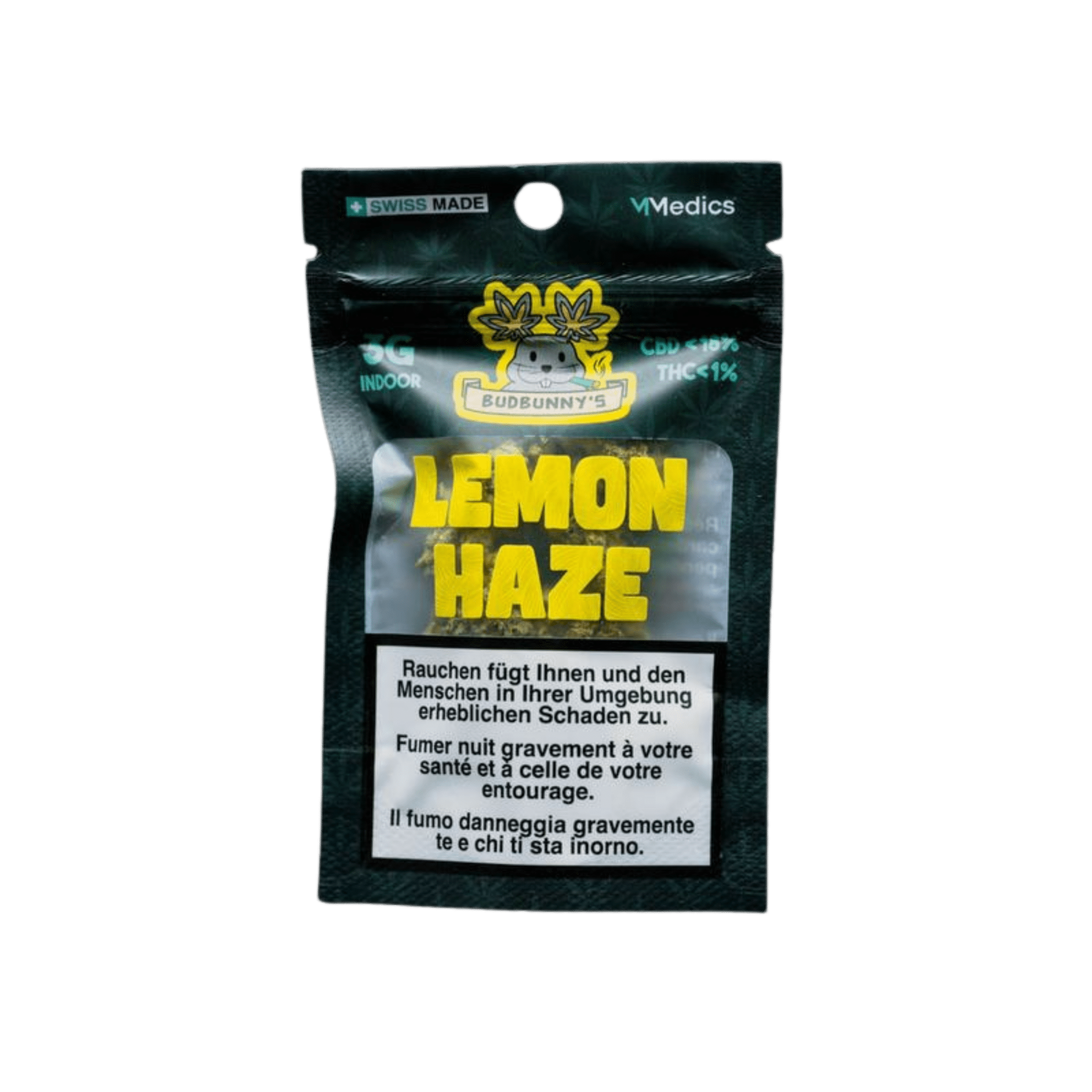 BudBunny Lemon Haze Indoor CBD Blüten 3g Packung