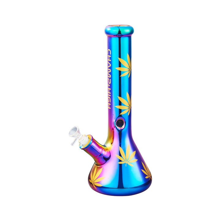 Champ High Glas Bong Rainbow Hemp Leaves 35 cm