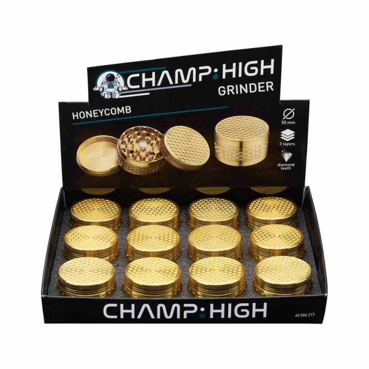 Champ High Golden Honeycomb Grinder Display, mehrere 50mm Grinder