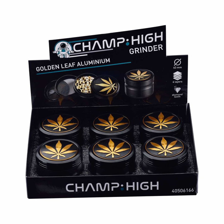 Grinder Golden Leaf - 63mm - 4 Layers kaufen bei rauchwerk.ch