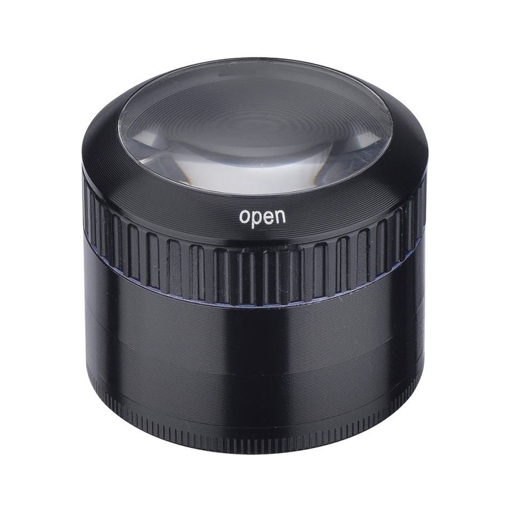 Grinder Magnifier Black mit Lupe und Staufach - 50mm - 4 Layers kaufen bei rauchwerk.ch