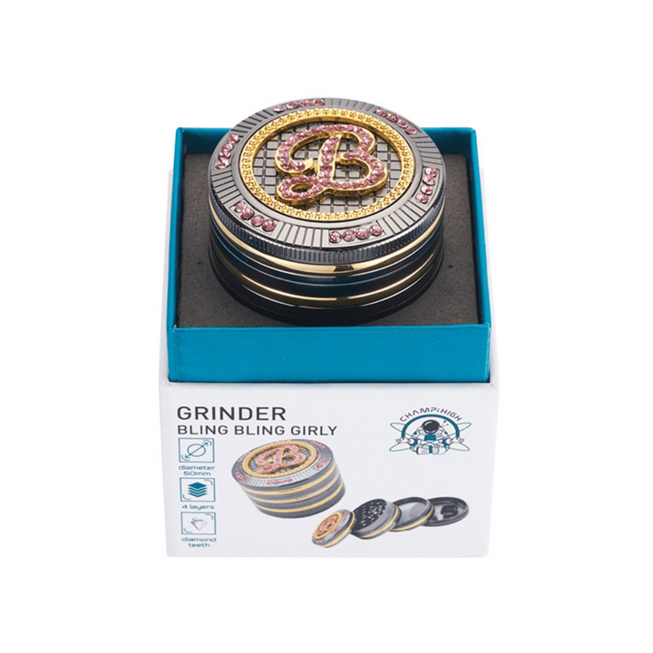 Detailansicht des Champ High Girly Grinders mit Golddekor