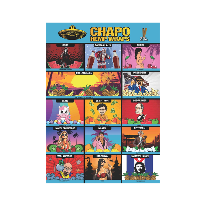 Display mit 25 Packungen Chapo Hemp Wraps Cheri