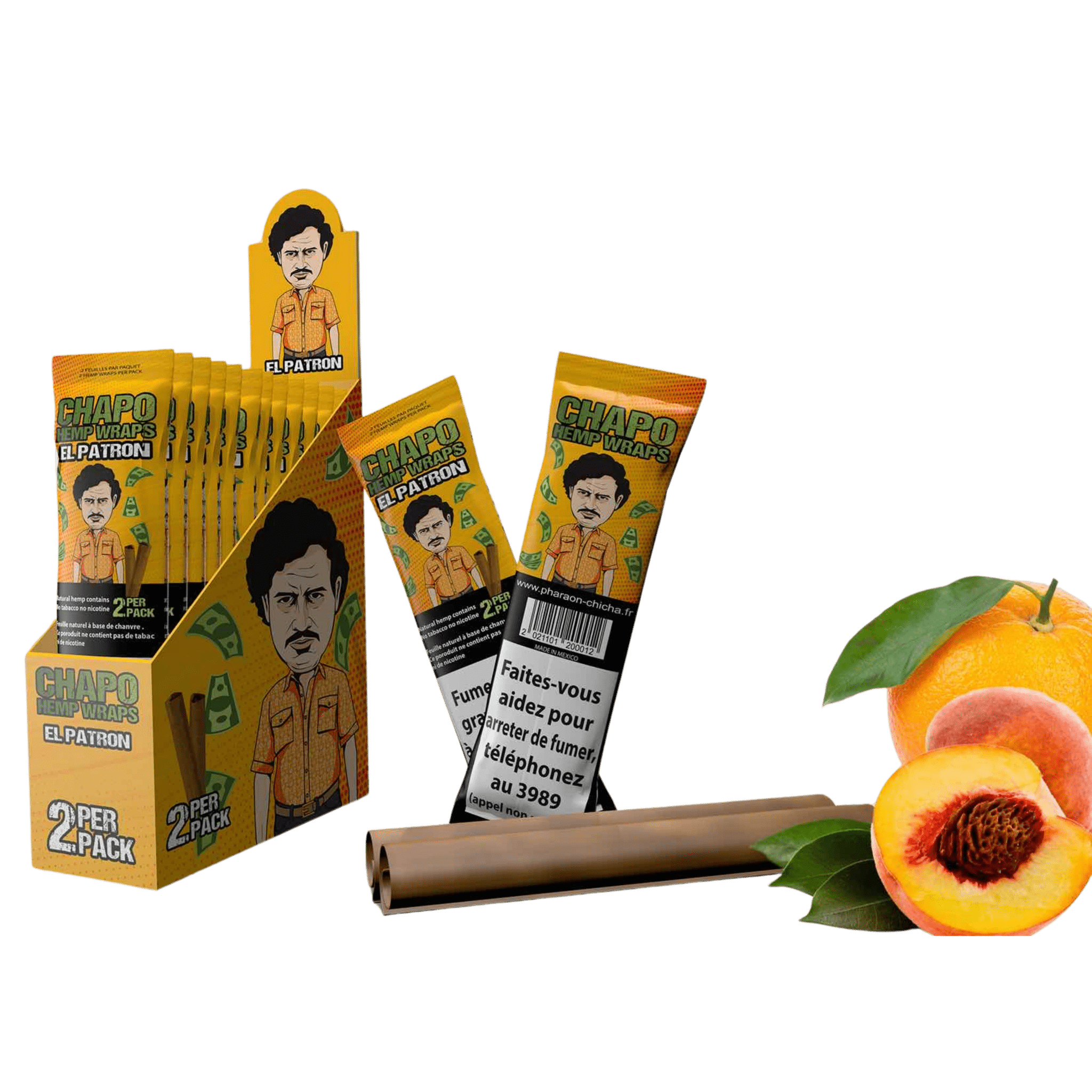 Chapo Hemp Wraps El Patron Orange Peach im 2er-Pack
