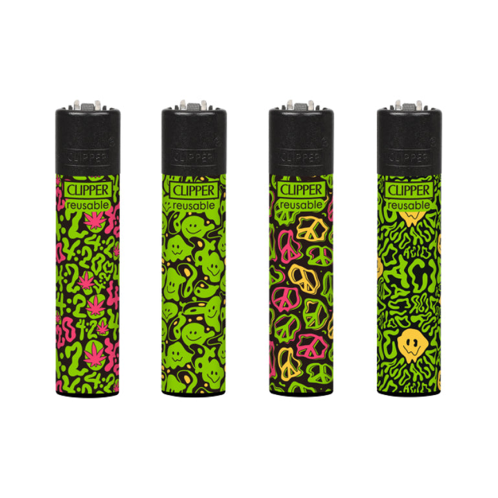 Clipper Acid Pattern, 4er-Pack – nachfüllbare Feuerzeuge