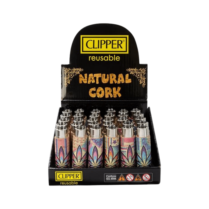 Clipper Hemp Leaves Feuerzeuge im Kork-Cover Display