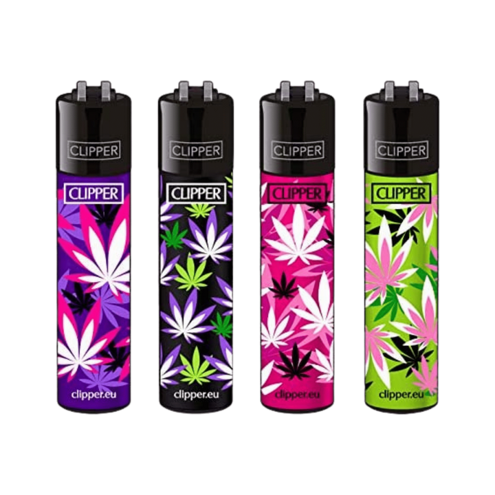 Clipper Pink Hemp Leaves Feuerzeuge im 4er Set