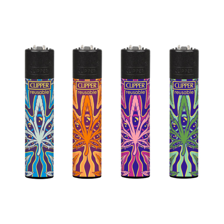 Clipper Psychedelic Leaf Feuerzeuge – 4er-Pack