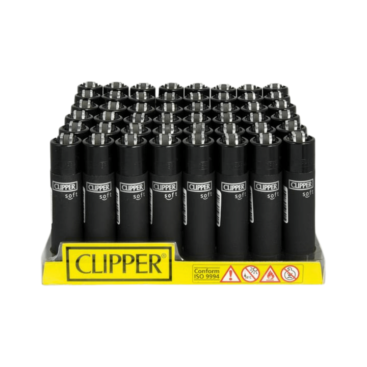 Clipper Soft Black Feuerzeug Display mit 48 Stück