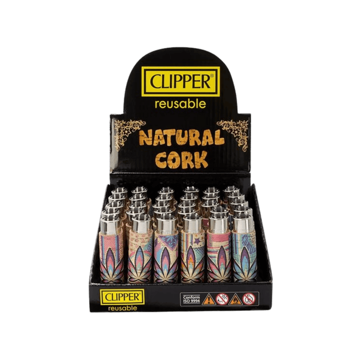 Clipper Hemp Leaves Feuerzeuge im Kork-Cover Display