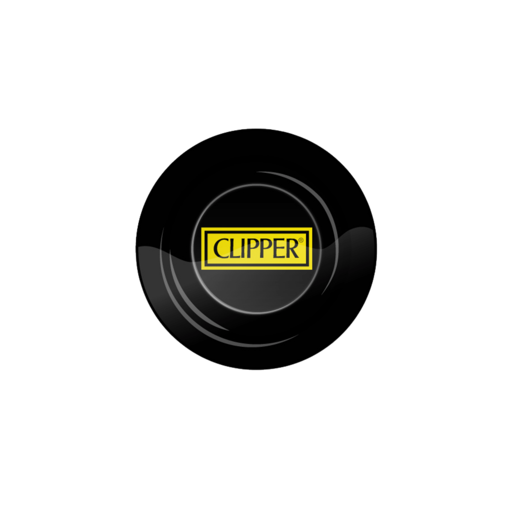 Schwarzer Clipper Metall-Aschenbecher Ø 135 mm mit Logo