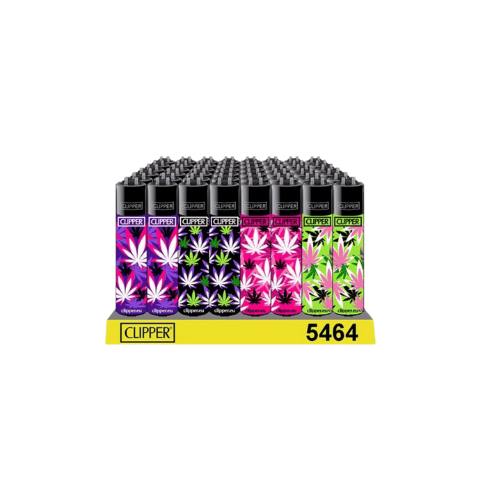Clipper Pink Hemp Leaves Display mit 48 Feuerzeugen