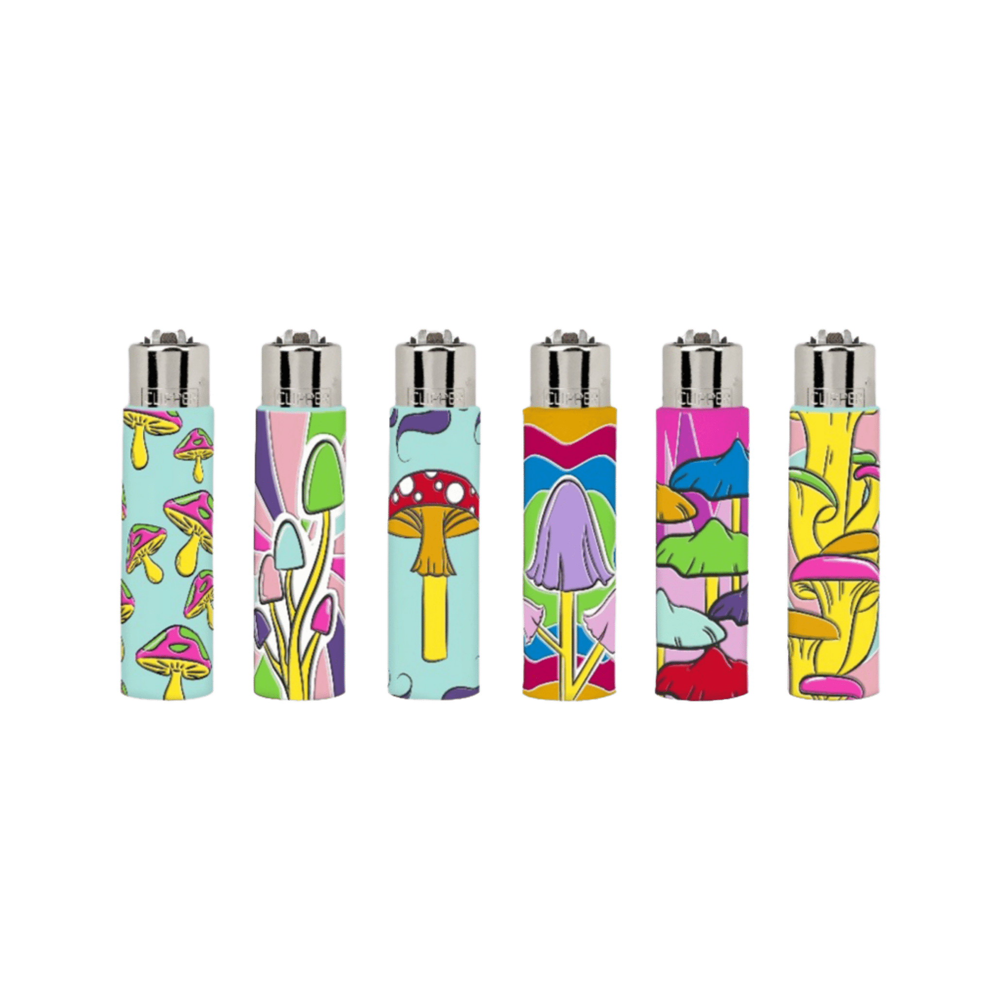 Clipper Silikon Cover Magic Mushrooms Feuerzeuge im 6er-Set