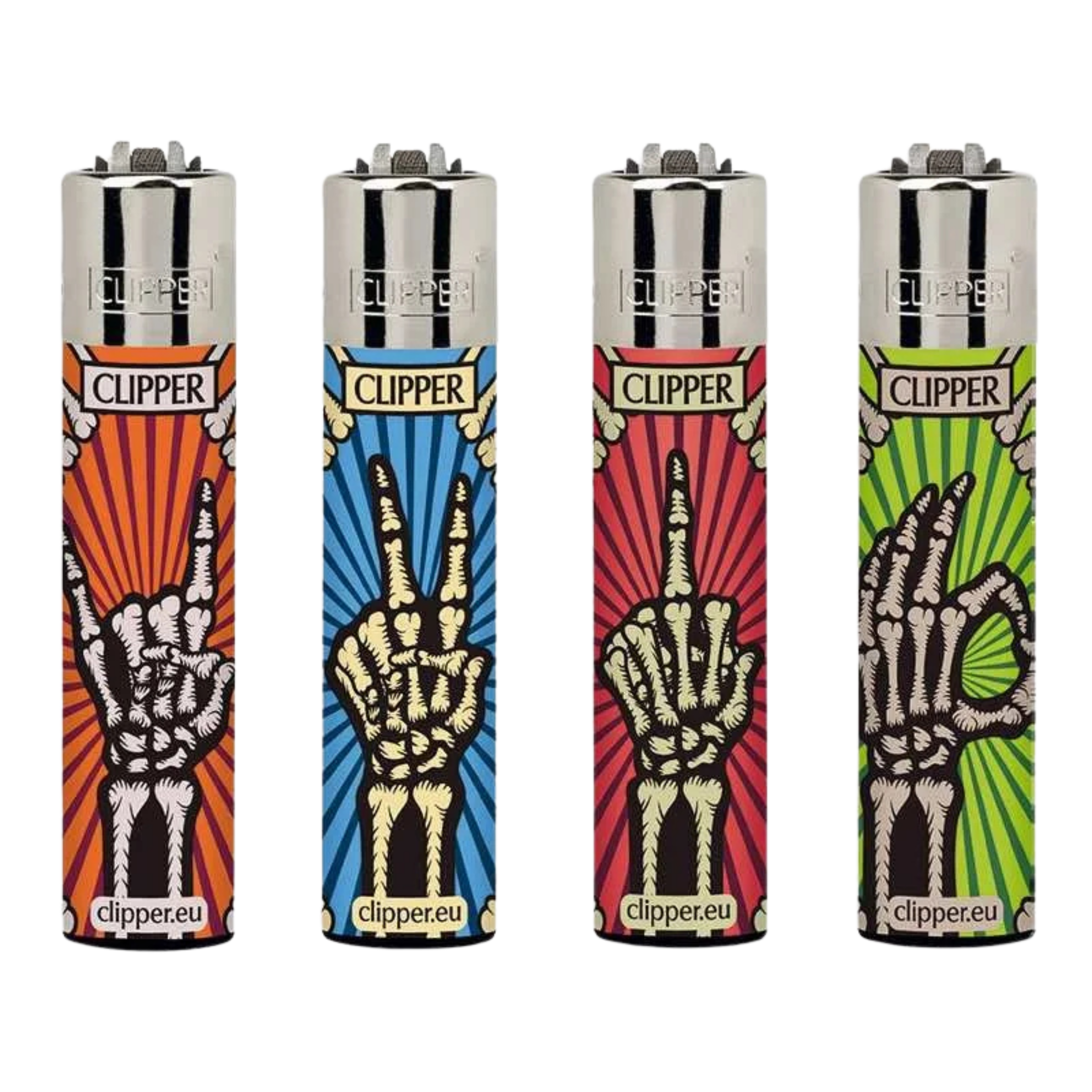 Clipper Skeleton Fingers Feuerzeuge im 4er-Set