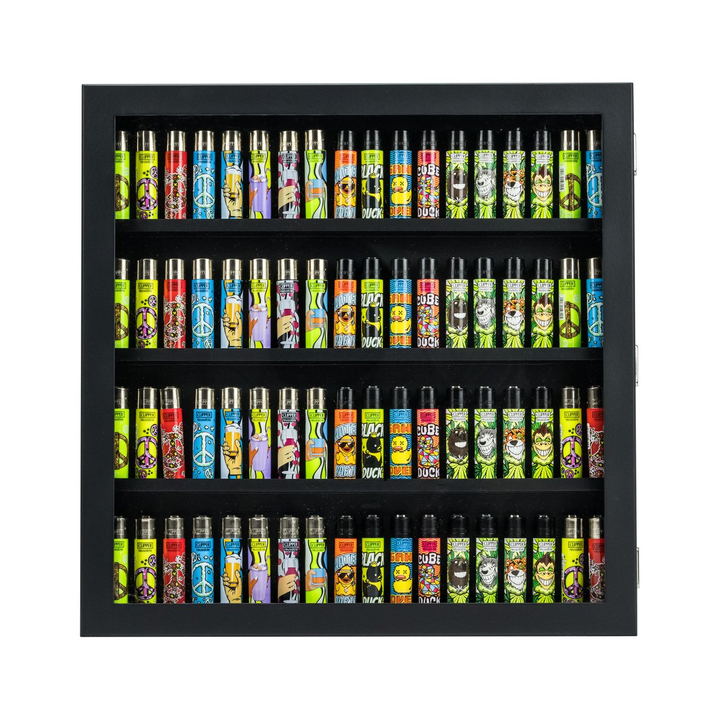 Clipper Vitrine leer für 72 Feuerzeuge in Schwarz, 42 x 42 cm