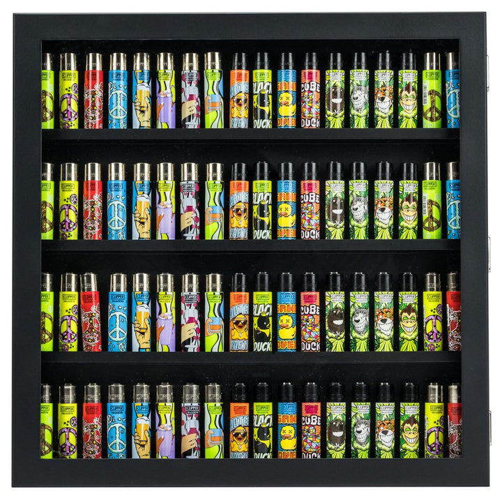 Clipper Vitrine leer für 72 Feuerzeuge in Schwarz, 42 x 42 cm