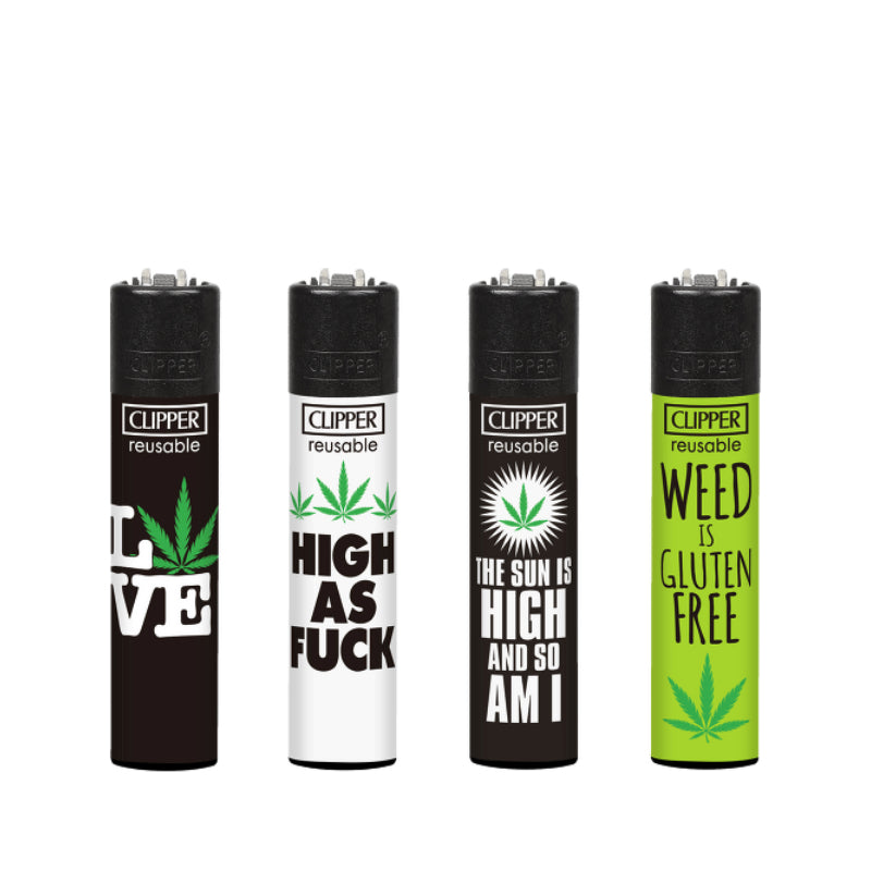 Clipper Weed Slogan Feuerzeuge – 4er-Pack