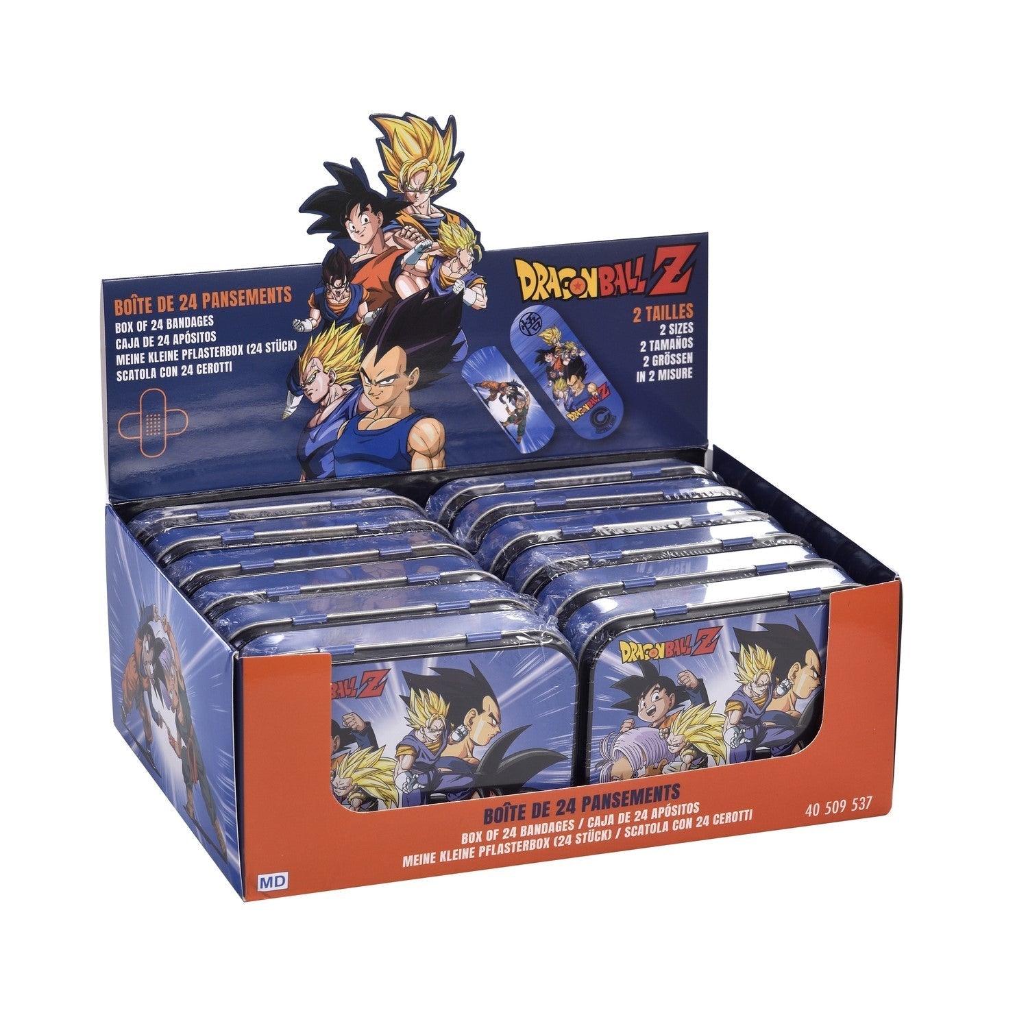 Display mit 24 Dragon Ball Z Pflaster-Metalldosen
