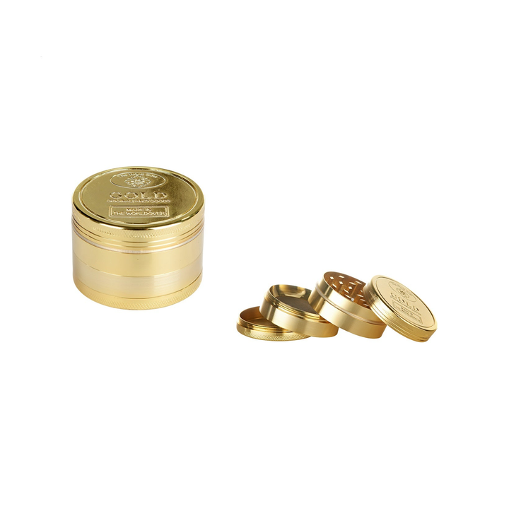 Dreamliner Alu-Grinder 4-teilig, 47 mm, im Goldbarren-Design – Kräutermühle
